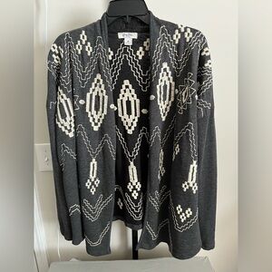 Chic Black and White Geometric Cardigan